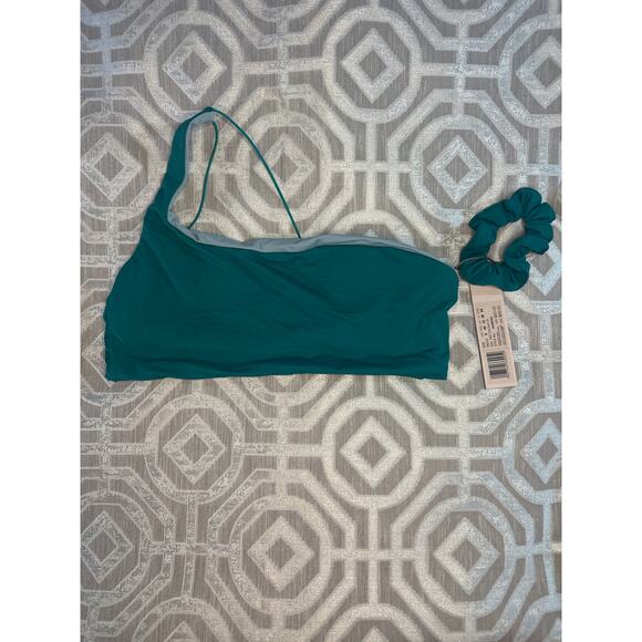 Gottex Au Naturel Reversible Bikini Swim Top Size 8 V-Neck‎ Solid Green Double - Picture 3 of 7